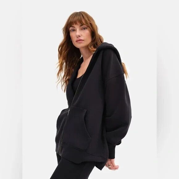 MATE the Label 100% Organic Oversized Cotton Full Zip Hoodie XL BLACK $148‎ - Picture 2 of 7